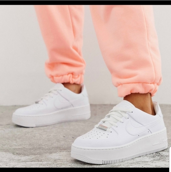 Nike | Shoes | Nike Air Force Sage Low White Platform | Poshmark
